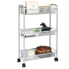 3 Tier Rolling Storage Trolley Utility Cart Kitchen Carts Mesh Basket W/ Wheels