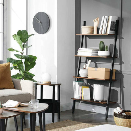 Wood 4 Tier Ladder Shelf Storage Unit Book Shelving Rack Home Decor Wall Stand