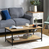 Industrial Coffee Table for Living Room with Storage Shelf Wood Look Metal Frame