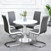 Small Round Dining Table and 2/4 Chairs Faux Leather Chrome Legs Kitchen Home