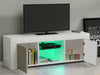Modern TV Unit Stand Cabinet Grey High Gloss Doors & White Matt Body LED Lights