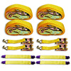 4 Sets Of Tow Rope Set Wheel Straps Recovery Safety Straps Ratchet Trailer UK