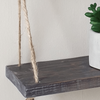 Rustic Shabby Chic Handmade Rope Shelves Wooden Natural Wood Hanging 3 Tier 40cm