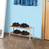 2 Tier Natural Wooden Bamboo Shoe Rack Organiser Stand Unit Storage Shelf