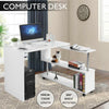 L-shaped Computer Desk Corner PC Laptop Writing Table Workstation with Bookshelf