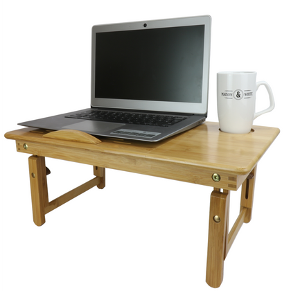 Bamboo Folding Laptop Stand Wood Bed Desk Bed Table Breakfast Tray M&W