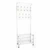 Metal Hat And Coat Stand Clothes Shoe Rack Hanger Hooks Shelf Black Or White