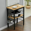 2 Tier Kitchen Side Table Shelf Microwave Oven Holder Food Prep Table with Hooks