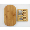 Bamboo Cheese Cutting Board Set Wooden w/4 Knives Charcuterie Meat Serving Tray