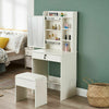 Modern Dressing Table w/1 Drawers Sliding Mirror Stool Makeup Desk Vanity Set UK