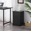 Bedside Table w/ Drawer & Door, Bedside Cabinet Nightstand,End Table White/Black
