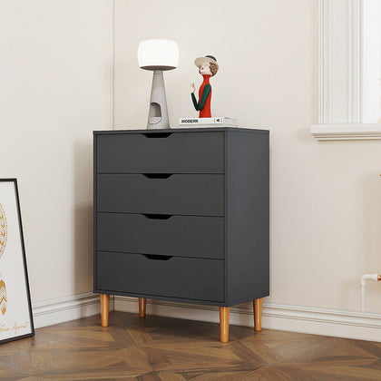 4,5 Drawer Chest of Drawer Dark Grey Bedside Table Storage Cainet Solid Wood Leg