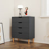 4,5 Drawer Chest of Drawer Dark Grey Bedside Table Storage Cainet Solid Wood Leg