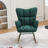 Wing Back Rocking Chair Tufted Upholstered Velvet Accent Nursery Rocker Chairs