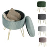 Velvet Round Ottoman Footstool with Storage Sofa Foot Stool Living Room Footrest
