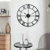 60/40cm Large Round Skeleton Roman Numeral Modern Home Kitchen Wall Clock Black