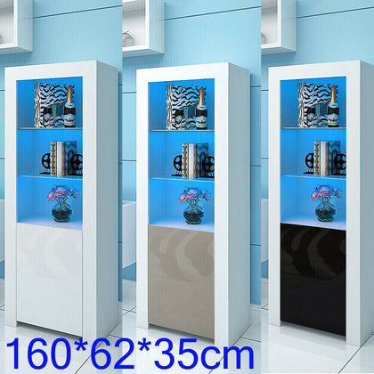 Cabinet Sideboard Unit Cupboard Display Matt body - High Gloss Doors LED Lights