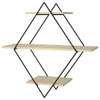 3 Tier Metal Wood Wall Mounted Shelf Home Office Diamond Display Shelving Rack