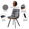 2x Faux Leather Dining Chairs Padded Mix Color Seat Brown Grey Metal Legs Chair