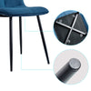 2 Pcs Dining Chair Velvet Upholstered Kitchen Metal Legs Chair Dining Room Blue