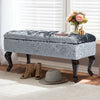 Storage Bench Ottoman Crushed Velvet Queen Anne Legs Pouffe Stool