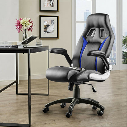 Leather Office Chair PC Computer Desk Chairs Swivel Adjustable Height Black