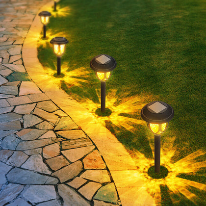 6X Solar Garden LED Stake Lights Waterproof Outdoor Lawn Pathway Landscape Lamp