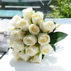 18 Heads Silk Rose Artificial Fake Flowers Bouquet Wedding Home Party Decor UK