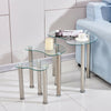 Nest of 3 Side Table End Table Glass Metal Legs Nesting Tables Living Room Heart