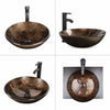 Tempered Glass Basin Sink Vanity Bathroom Clockroom Countertop Wash Bowl w/ Tap