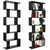 Wood Bookcase Bookshelf S Shape 6 Tier Shelves Free Standing Shelving Storage