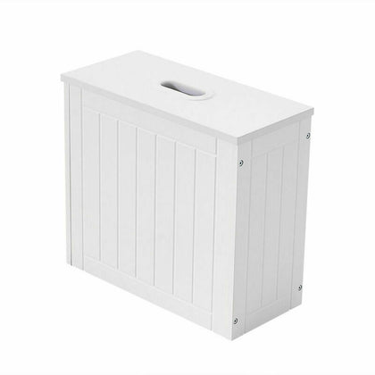 Wooden White/Grey Small Toilet Cleaning Product Storage Tidy Box Unit