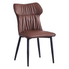 Set Of 2 Brown Faux Leather Chairs Metal Legs Soft Padded Seat Dining Room Chair