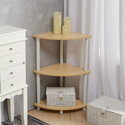 Modern Wood Corner Shelf Storage Unit Shelving Bookcase Home Office Display Rack