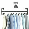 Wall Mounted Clothes Rail Hanging Rack Iron Pipe Laundry Garment Display Hanger