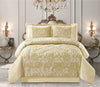 Jacquard Bedspread 3 Piece Heavy Quilted Comforter Set Floral Pattern Bed Throw