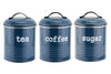 Set of 3 Tea, Coffee & Sugar Kitchen Storage Containers Jars Set, Azzurri