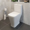 Close Coupled Bathroom Toilet Modern White Square Ceramic Soft Close Seat WC Pan