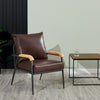 Single Sofa Armchair Faux Leather Back Seat Metal Frame Oak Armrest Accent Chair