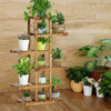 XL Carbonized Wood Plant Stand 6 Tier Vertical Shelf Flower Display Rack Holder