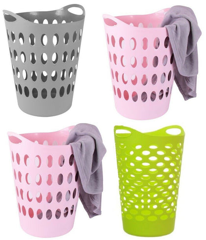 Large Plastic Laundry Basket Storage Flexible Flexi 4 Color Clothing Washing Bag