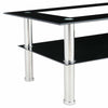 Rectangle Glass Coffee Table Black With Lower Shelf Modern Living Room Furniture