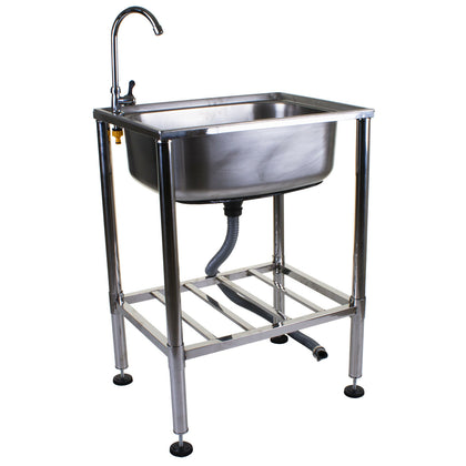 STAINLESS STEEL CAMPING SINK WASH BASIN FISHING OUTDOOR FESTIVAL BBQ CLEANING