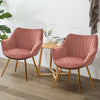 Set of 2 Velvet Dining Room Chairs Oyster Back Gold Leg Arm Chair Lounge Kitchen