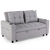 HUDSON 1-SEATER, 2-SEATER SOFA BED LINEN FABRIC WITH CUP HOLDERS GREY