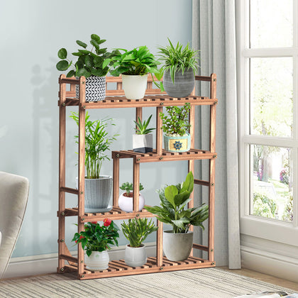 Anti-drop Sturdy Plant Stand Wood Flower Rack Indoor Garden Corner Display Shelf