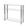 New Glass Console Table Clear Glass Chrome Legs 3 Tier Modern Hallway Table UK