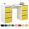 White Childrens Desk & 6 Drawers Kids PC/Laptop Homework Bedroom Table