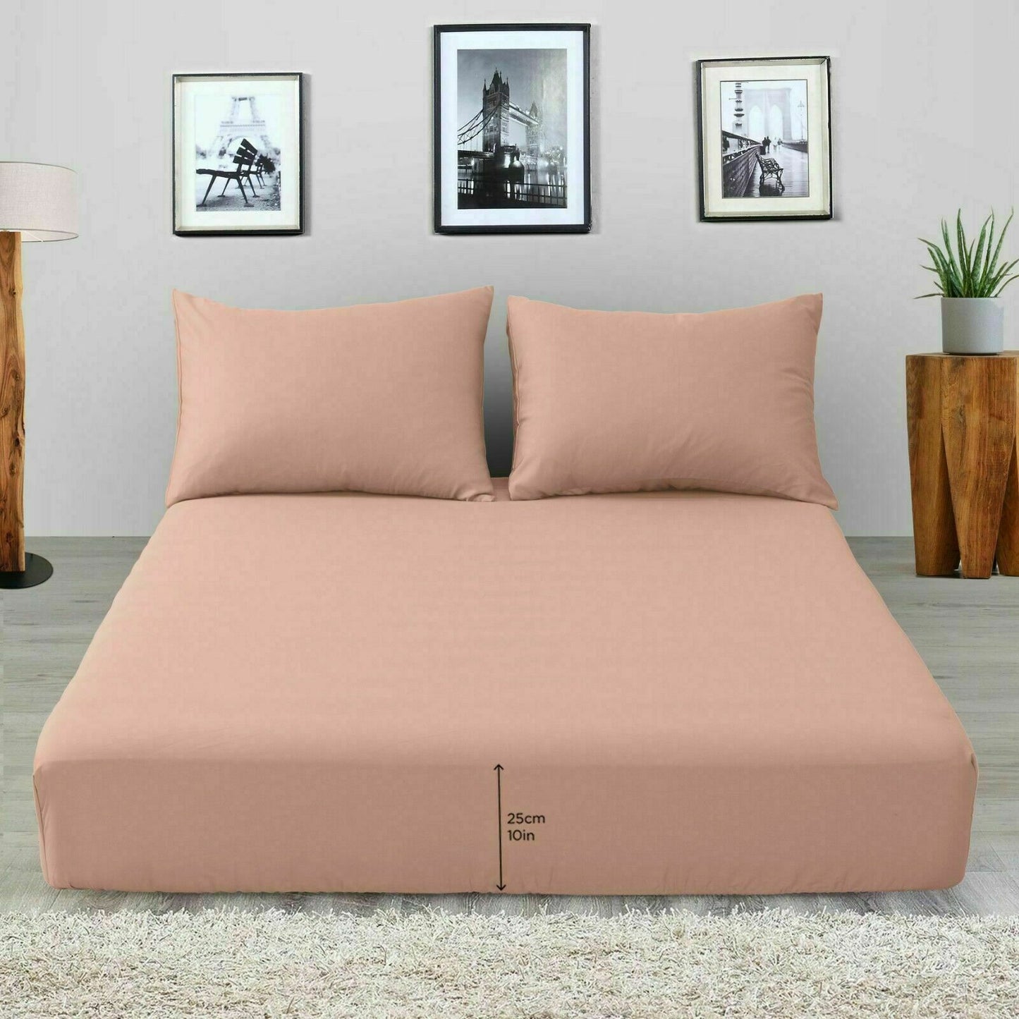 Full 25cm Fitted Sheet Bed Sheets 100% Poly Cotton Single Double King King Size