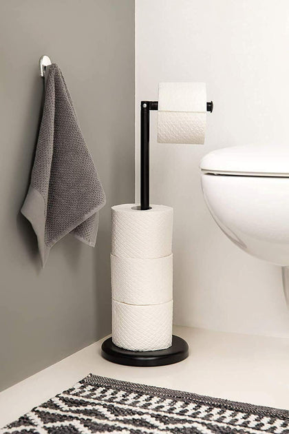 TOILET ROLL HOLDER TISSUE PAPER STORAGE STAINLESS STEEL FREE STANDING SWIVEL ACT